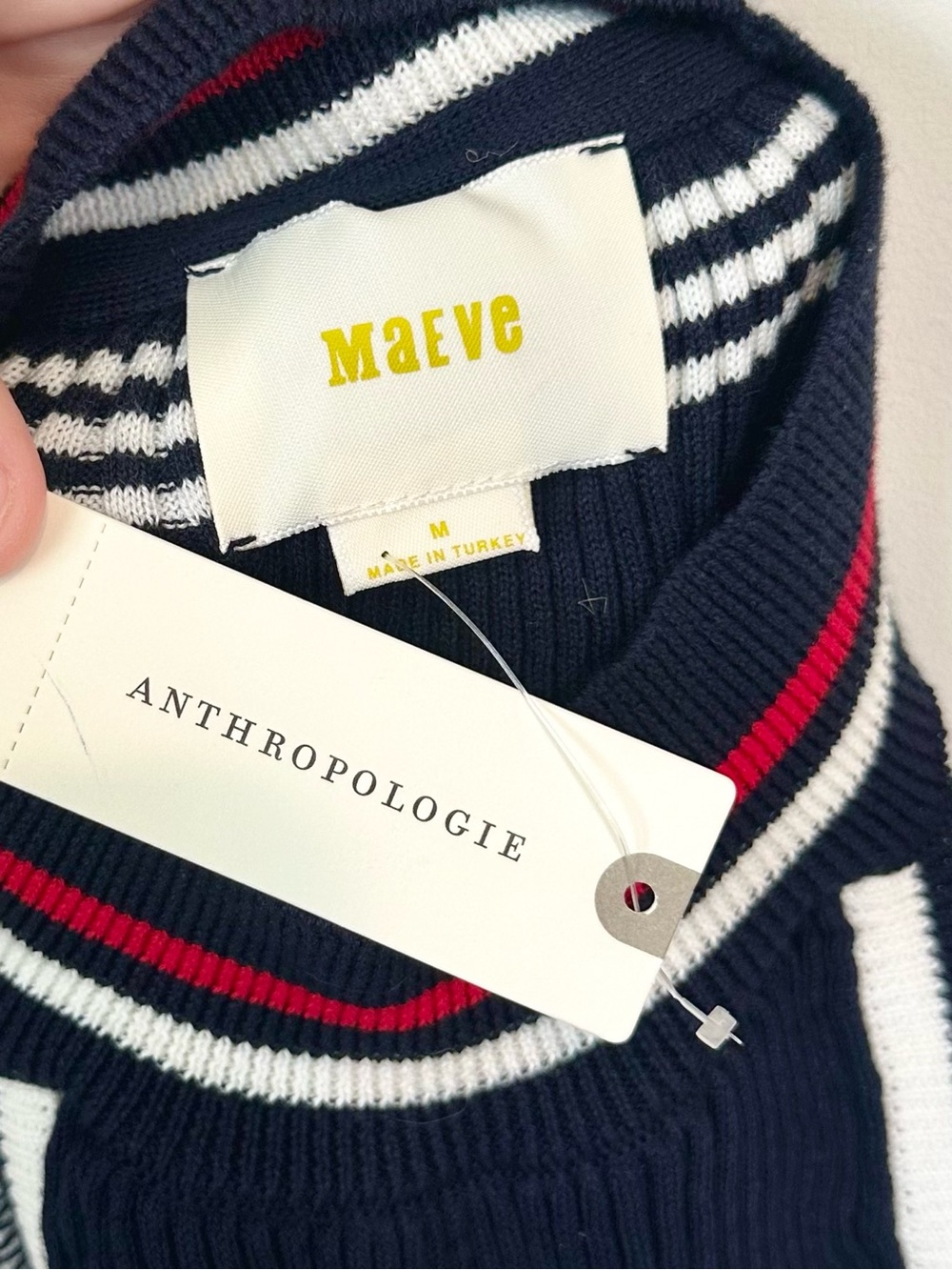 NWT Anthropologie Maeve Navy White and Red Striped Halter Ribbed Tank - Medium - Picture 3 of 9